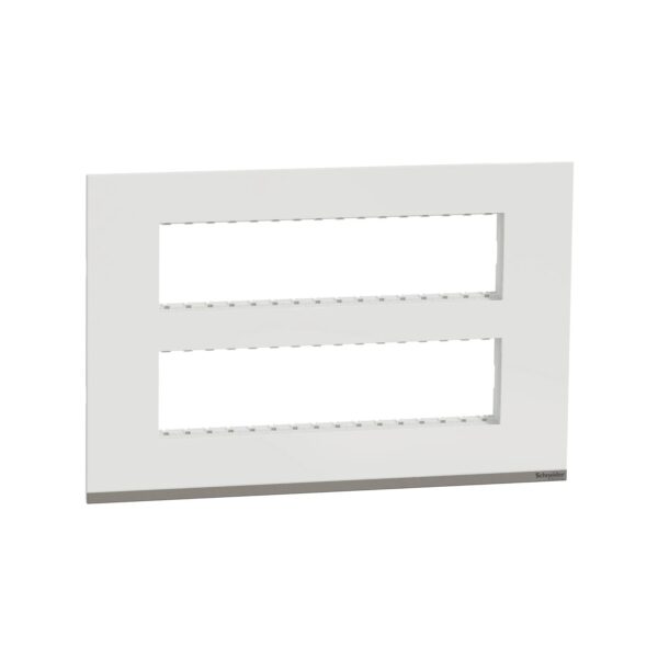 UNSCP16M_WE_IOP-def_WD19_1500x1500.jpg UNSCP16M_WE | Cover Frame, Unica Pure, with fixing frame, 2 gangs, 2 x 8 modules, polar white – Schneider Electric