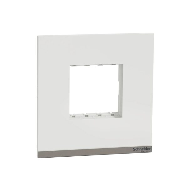 UNSCP2M_WE_IOP-def_WD19_1500x1500.jpg UNSCP2M_WE | Cover Frame, Unica Pure, with fixing frame, 1 gang, 2 modules, polar white – Schneider Electric