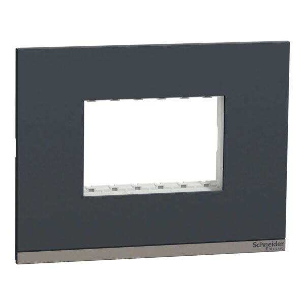 UNSCP3M_GY_IOP-def_WD19_1500x1500.jpg UNSCP3M_GY | Cover Frame, Unica Pure, with fixing frame, 1 gang, 3 modules, volcanic grey – Schneider Electric