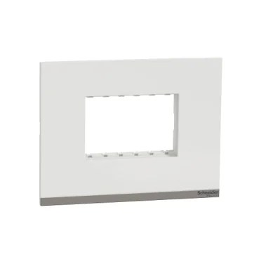 UNSCP3M_WE_IOP-def_WD19_web.jpg UNSCP3M_WE | Cover Frame, Unica Pure, with fixing frame, 1 gang, 3 modules, polar white – Schneider Electric