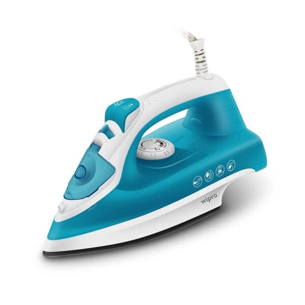 VD053138.jpg Wipro Vesta 1380 watts Mini Plastic Steam Iron for Travel,Smart light sensor, 250ml Water Tank, Self Cleaning, 20g/min Steam,Vertical & Horizontal Steaming, .8g/steam shot burst,2 Year Warranty,Blue |MODEL VD053138