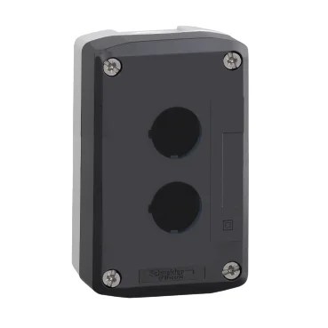XALD-K_660_CPFJR17002_web.jpg XALD02 | Empty enclosure, plastic, dark grey lid, for push button Ø22, 2 cut-outs – Schneider Electric