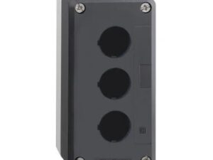 XALD03 | dark grey empty enclosure lid with light grey base – 3 cut-outs – Schneider Electric