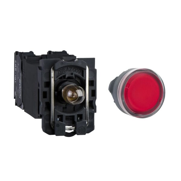 XB5AW34M2N | Illuminated pushbutton, Harmony XB5N XB7N, plastic, flush, red, 22mm, spring return, 230V AC, 1 NC – Schneider Electric