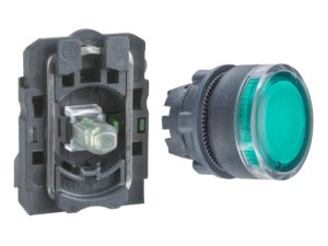 XB5AW33B1N | Illuminated pushbutton, Harmony XB5N XB7N, plastic, flush, green, 22mm, spring return, 24V AC DC, 1 NO – Schneider Electric