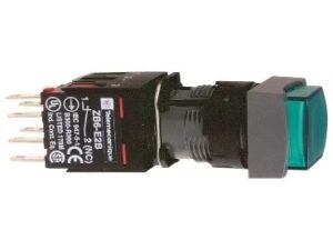 XB6CE3B1B | green square projecting complete illum pushbutton Ø16 spring return 1NO 12…24V – Schneider Electric