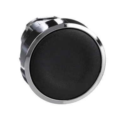ZB4BA2 | Push button head, metal, flush, black, Ø22, spring return, unmarked – Schneider Electric