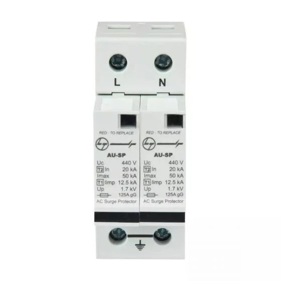 ausp121pn50_spd_ac_type_12_1pn_2_mod._12.5ka_50ka_front.jpg AU SPD Iimp 12.5kA; Imax 50kA 1P+N 240V Type 1+2 | L&T
