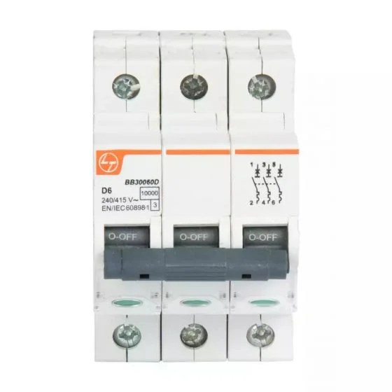EXORA MCB 20A TP 415V AC 10kA D Curve | L&T