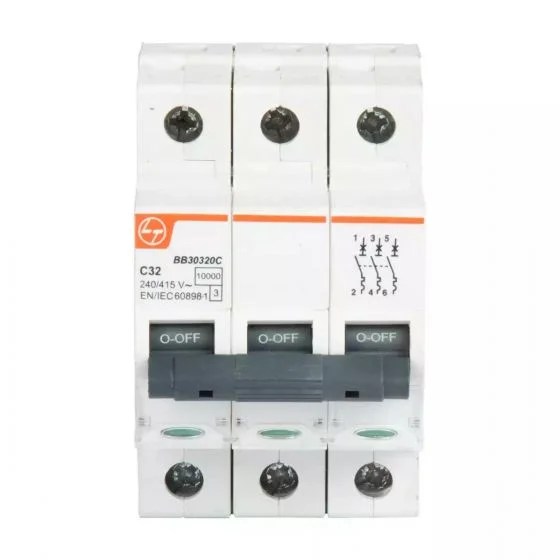 EXORA MCB 32A TP 415V AC 10kA C Curve | L&T