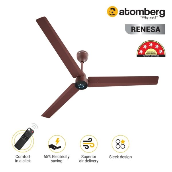 brown_2_.jpg Atomberg Renesa 1400 mm BLDC Ceiling Fan with Remote Control & LED Indicators | Matt Brown