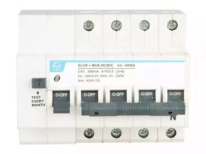 Tripper RCBO(EL+MCB) 6A FP 415V AC 6kA 300mA C Curve | L&T