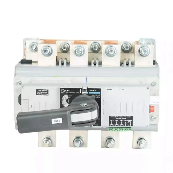 ck90167booo_motorised_cosd_frame_4-630a-240v_a.c_front.jpg C-Line Motorised Changeover Switch FR4 400A 4P 415V AC Open Execution | L&T