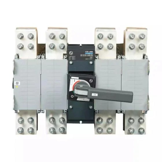 co62000oooo_4p_changecver_switch_disconnector_2000a_front.jpg C-Line Manual Changeover Switch FR6 1250A 4P 415V AC Open Execution Extended Handle Center Operation | L&T