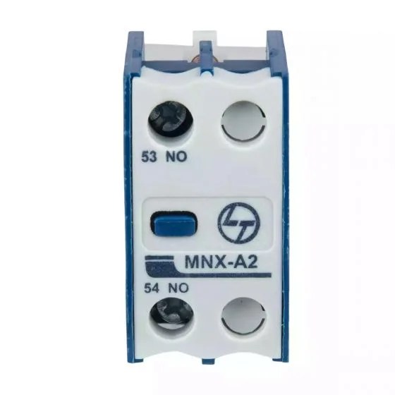 cs94120oooo_mnx_a2_add_on_bl_1no_front.jpg MNX 9-80/MCX 01-23 Accessory – Add on auxiliary contact block Front Mounting 1NO | L&T