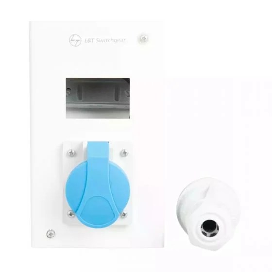 dbpps332sd_p_s_32a3pin4mod_sd_ip30-plastic_front.jpg Exora DB Plug & Socket 32A 5 Pin 8 Mod Single Door IP30 Plastic | L&T