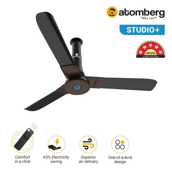 Atomberg Studio+ 1200 mm BLDC Ceiling Fan with Remote Control & LED Indicators | Earth Brown