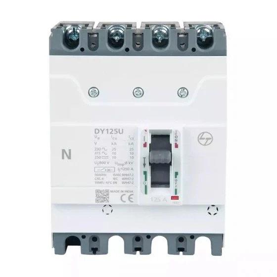 em90984oolo_mccb_dy125u_125a_4p_10ka_ftfm__sprd_front.jpg DY125U MCCB 125A 4P 415V AC 10kA Thermal Magnetic 50/60 Hz with Spreader Terminals | L&T