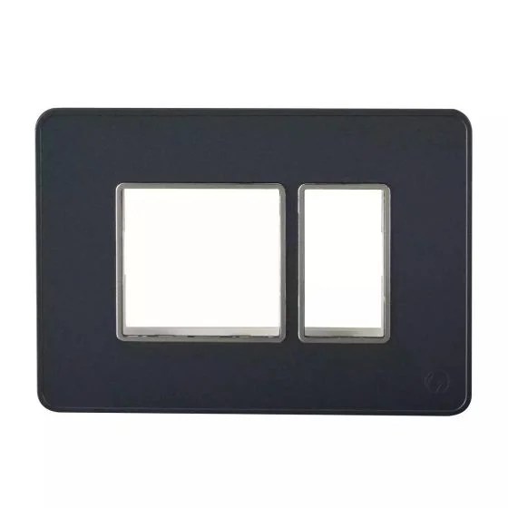 engem_3_module_stone_grey_plate_with_chrome_bezel_cb93103fs05_front_new.jpg enGem 3 Module Stone Grey Plate with chrome Bezel | L&T