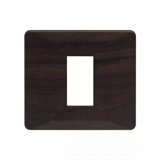 entice1moduleplate-darkchocolatewood_cb91101fl12_front.jpg entice 1 module plate- Dark Chocolate Wood | L&T