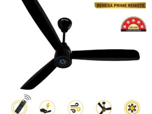 Atomberg Renesa Prime 1200 mm BLDC Ceiling Fan with Remote Control & LED Indicators | Gloss Black