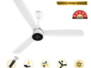 Atomberg Renesa Prime 1200 mm BLDC Ceiling Fan with Remote Control & LED Indicators | Gloss White