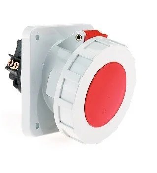 125 Amp 4 Pin Panel Mounting Socket Outlet Angled Neptune Bals Water Tight IP 67