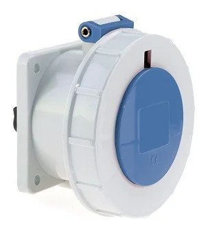 fo1372.jpeg 16/20 Amp 3 Pin Panel Mounting Socket Outlet Straight Neptune Bals Water Tight IP 67