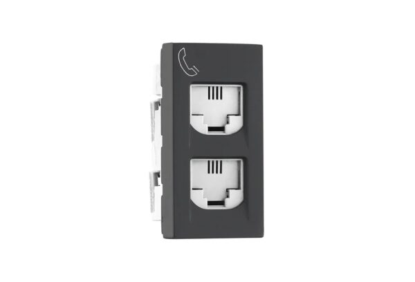 Allzy Telephone Socket-Double RJ11-with Shutter-1 Module-Matt Black | Legrand
