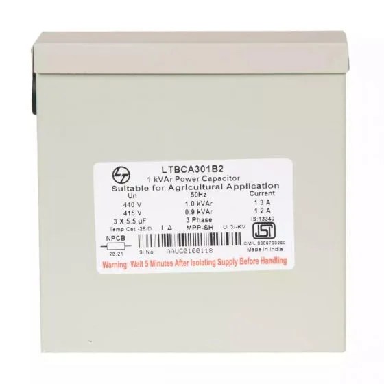 ltbca301b2_1kvar-agd_box_cap440v3_ph_front.jpg Power Factor Correction Capacitor-Agri Box Cap-1 kVAr,440V | L&T