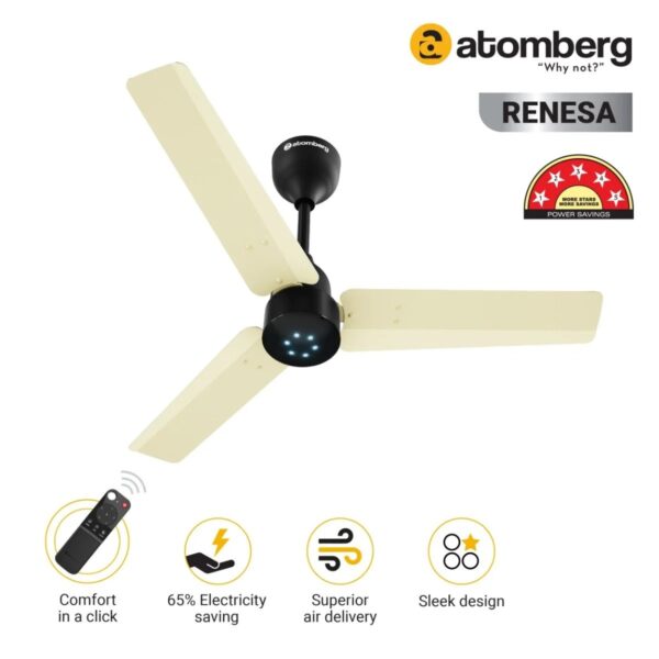 renesa_900_ivory_black_pli_2_1__1.jpg Atomberg Renesa 900 mm BLDC Ceiling Fan with Remote Control & LED Indicators | Ivory & Black