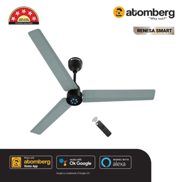 renesa_smart_pli_-_20.03.24_misty_teal.jpg Atomberg Renesa Smart 1200 mm BLDC Ceiling Fan with IoT, Remote Control & LED Indicators | Misty Teal