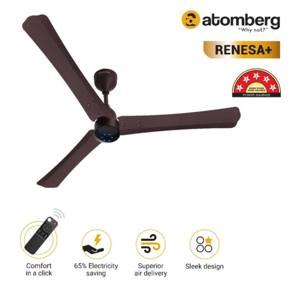 umberbrown_2.jpg Atomberg Renesa+ 1200 mm BLDC Ceiling Fan with Remote Control & LED Indicators | Umber Brown