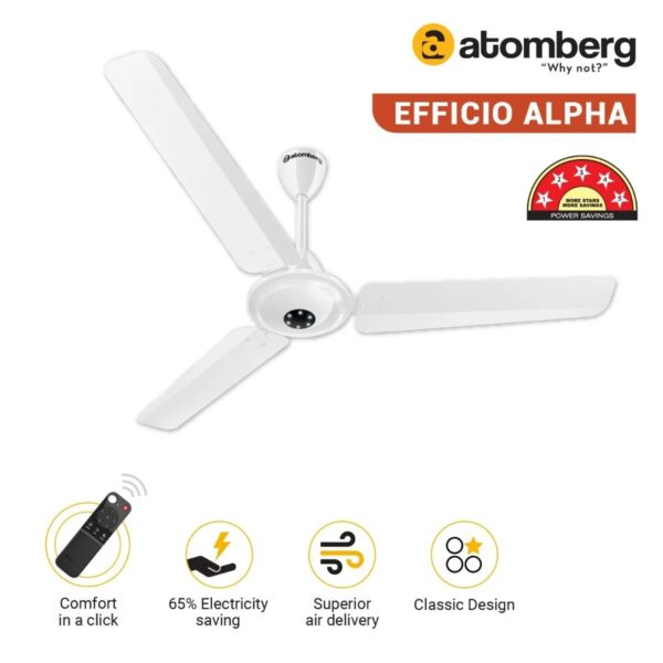 white2_3_2.jpg Atomberg Efficio Alpha 1200 mm BLDC Ceiling Fan with Remote Control & LED Indicators | Gloss Brown