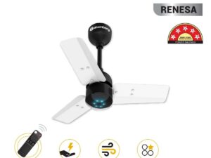 Atomberg Renesa 600 mm BLDC Ceiling Fan with Remote Control & LED Indicators | White & Black