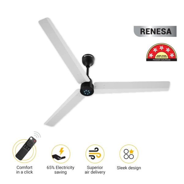 whiteblack_2_.jpg Atomberg Renesa 1400 mm BLDC Ceiling Fan with Remote Control & LED Indicators | White & Black