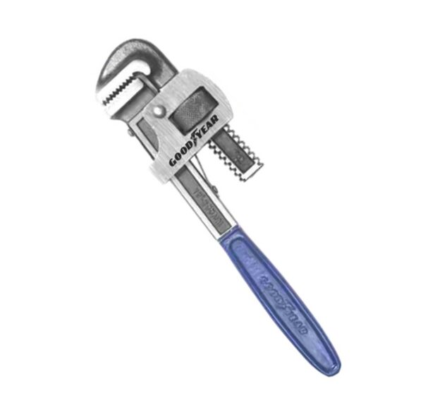 Main_27df9052-278e-4340-aa95-1caceb7e5bb5-1.jpg Goodyear Pipe Wrench Stillson Type - With Polished Jaws