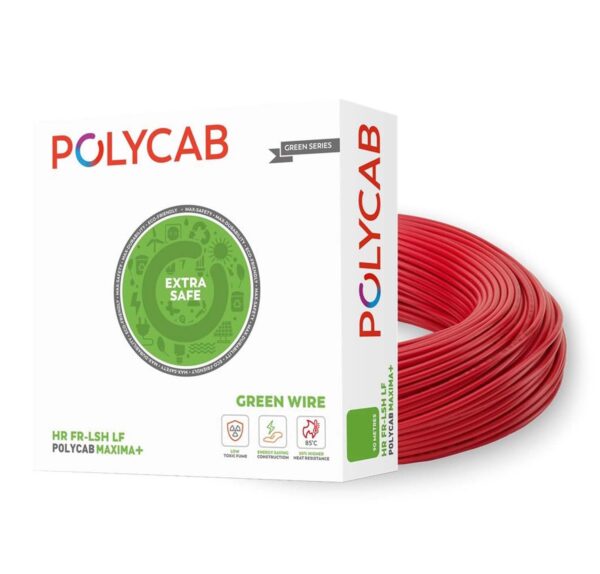 PolycabMaxima_GreenSeriesDomesticElectricalWire-RedWire-1.jpg Polycab Maxima+ Domestic Electrical Wire - 90 Meter