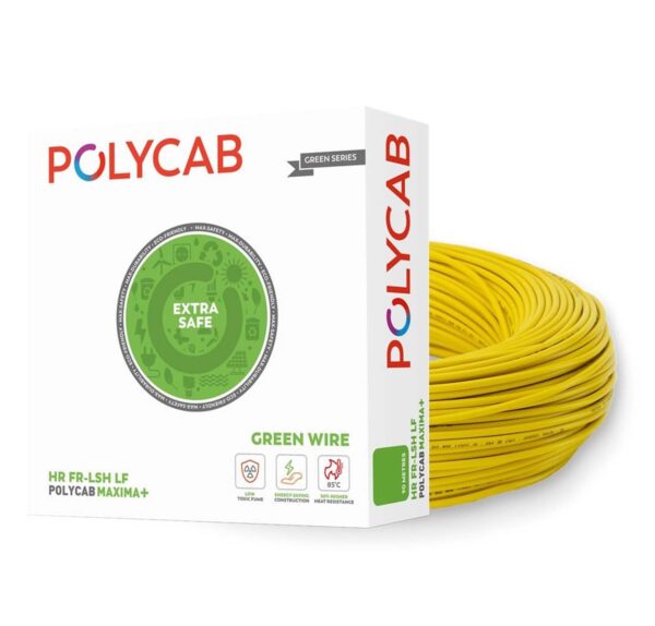 PolycabMaxima_GreenSeriesDomesticElectricalWire-YellowWire-1.jpg Polycab Maxima+ Domestic Electrical Wire - 90 Meter