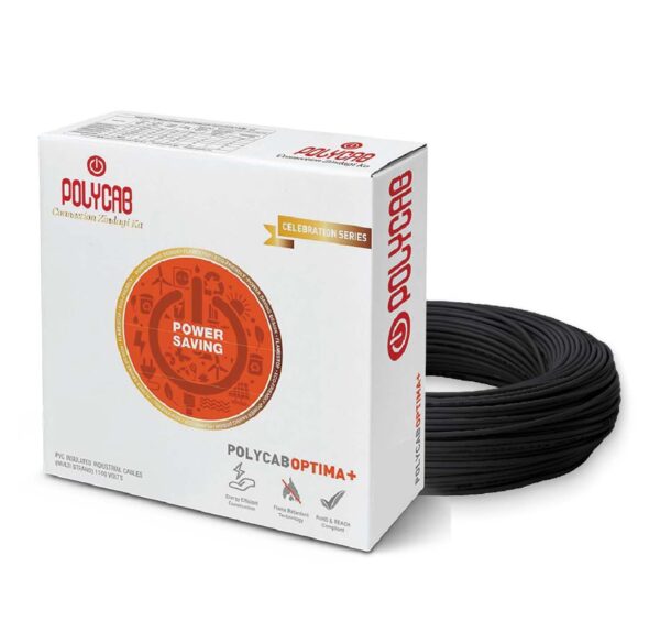 PolycabOptima_DomesticElectricalWire-BlackWire-1.jpg Polycab Optima+ PVC Insulated Domestic Electrical Wire - 90 Meter