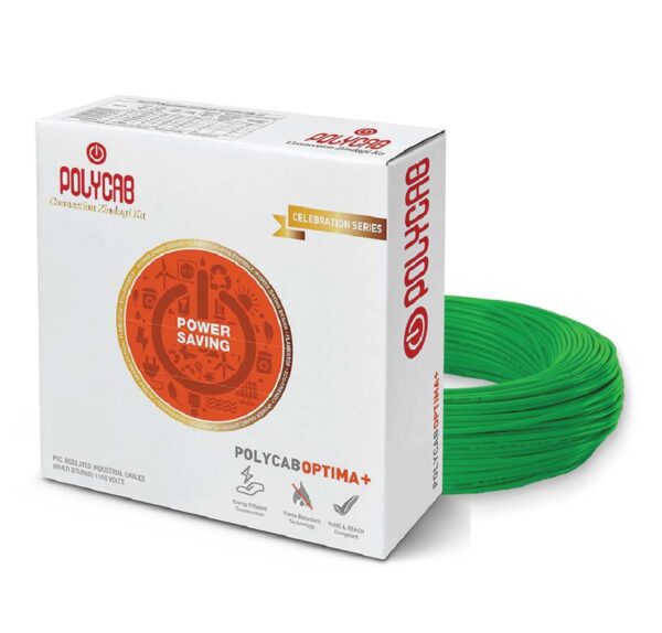 PolycabOptima_DomesticElectricalWire-GreenWire-1.jpg Polycab Optima+ PVC Insulated Domestic Electrical Wire - 90 Meter
