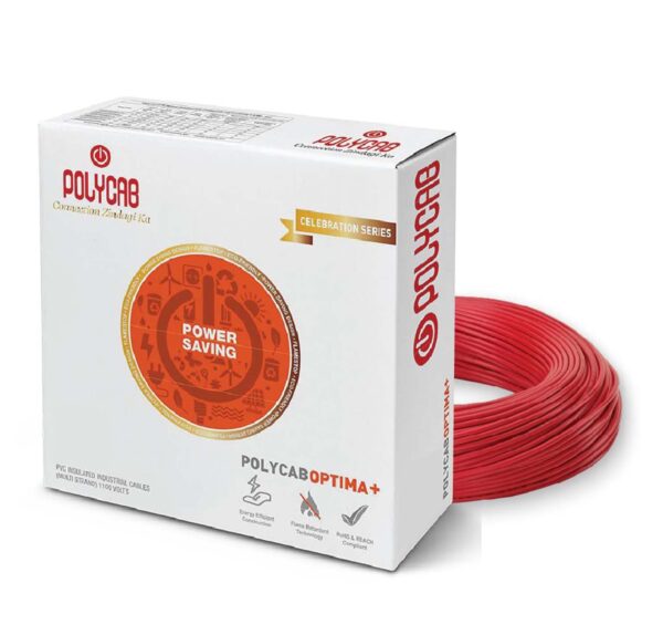 PolycabOptima_DomesticElectricalWire-RedWire-1.jpg Polycab Optima+ PVC Insulated Domestic Electrical Wire - 90 Meter